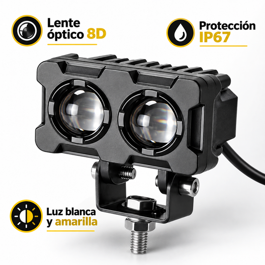 Foco LED Bicolor Auxiliar Para Moto o Carro