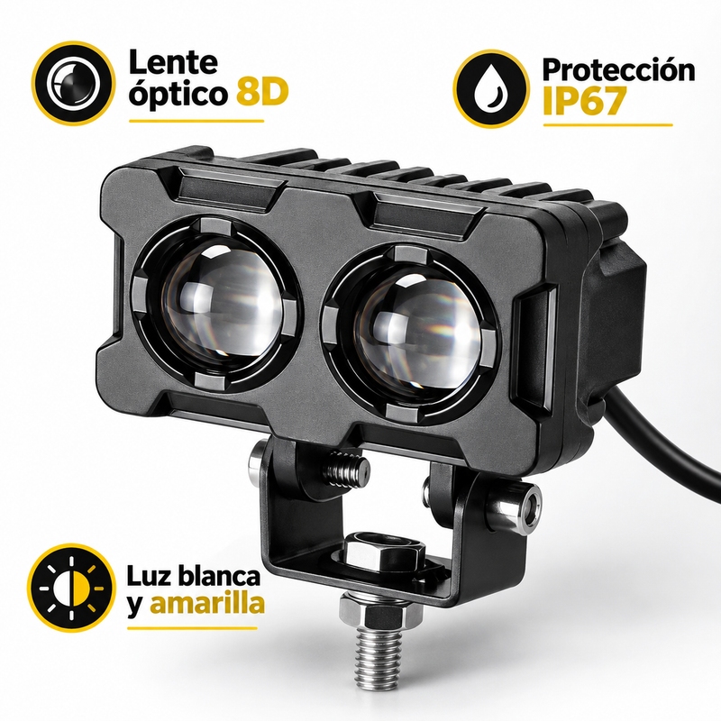 Foco LED Bicolor Auxiliar Para Moto o Carro